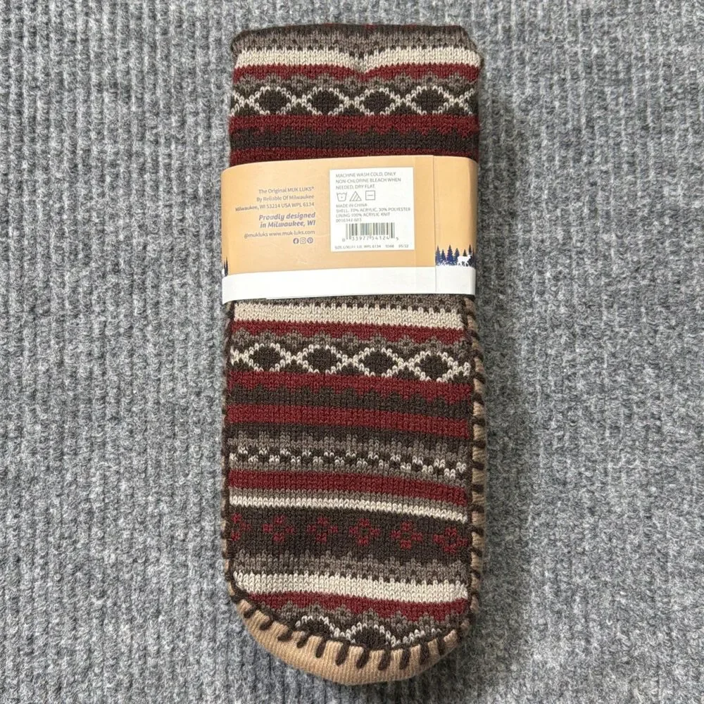 MUK LUKS Mens Slipper Socks L/XL Shoe Size 11/13 Non-Slip Warm Comfortable NEW
